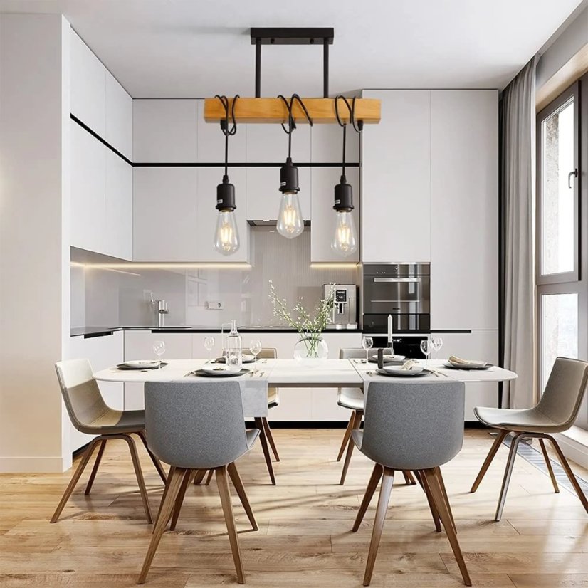 Závesné svietidlo vo vidieckom štýle s troma svietidlami