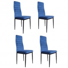 Set de 4 scaune elegante din catifea albastră