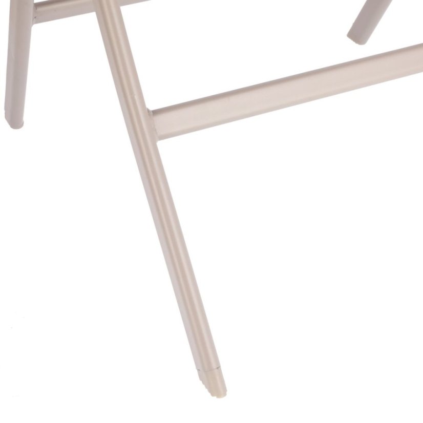 Masă pliabilă din metal, de culoare bej, pentru balcoane și terase, 60 cm, cu blat din sticlă