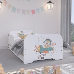 MIKI Gyerekágy ágyneműtartóval 160 x 80 cm - Kis pilóta