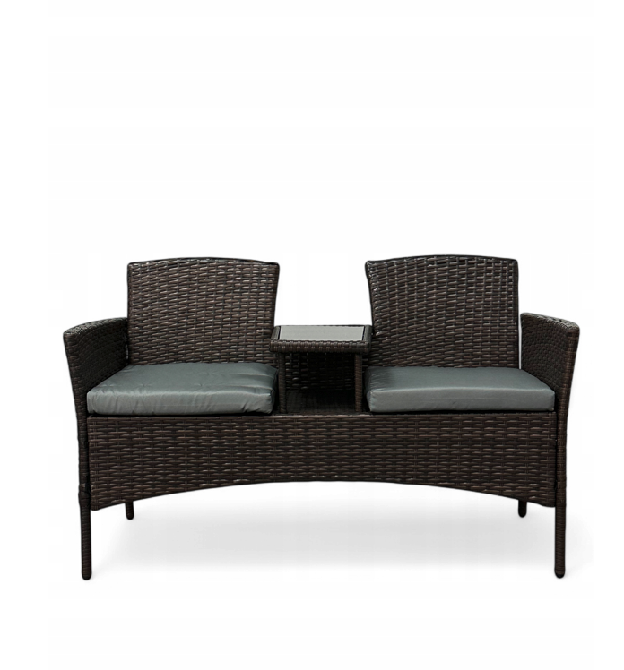 Garten-Rattan-Garnitur NM-03 - braun + graue Kissen