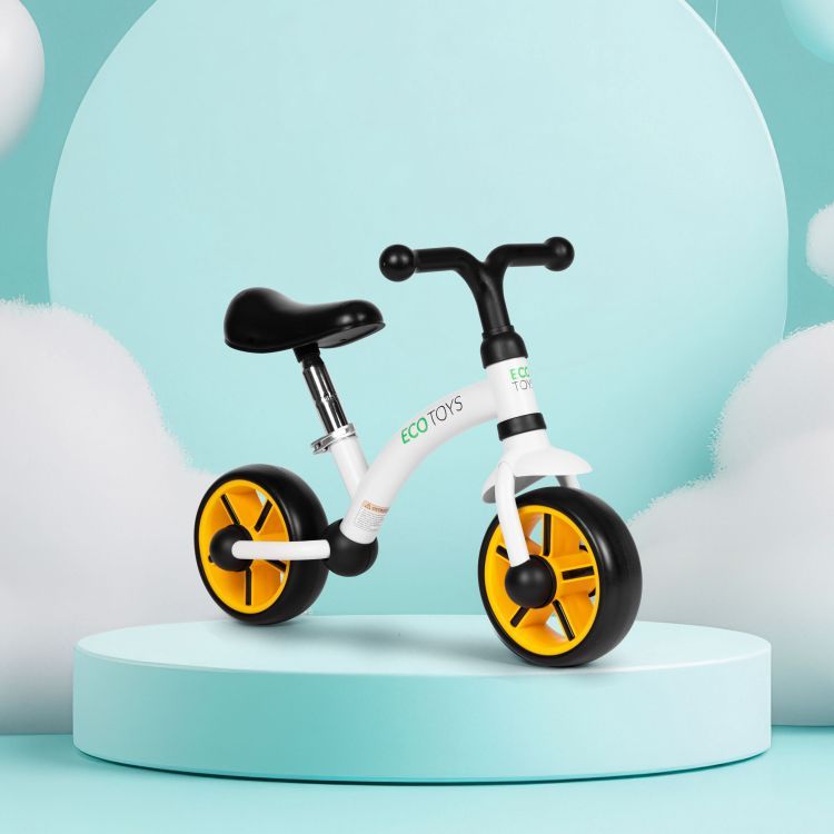 Dječji bicikl bez pedala ECOTOYS - Boja: Bijelo-crna