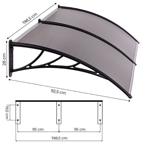 Polykarbonátová dvojitá strieška nad vchodové dvere 200 x 100 cm