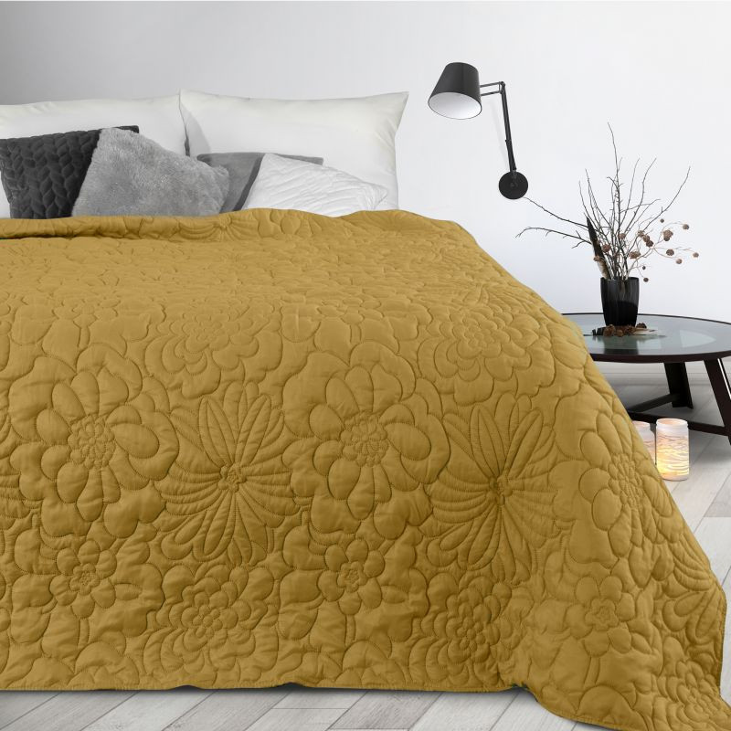 Dekoračný prehoz na posteľ s potlačou kvetov žltej farby - Rozmer: Šírka: 170 cm | Dĺžka: 210 cm