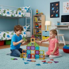 Set di costruzioni magnetiche per bambini - Set di cubi magnetici colorati da 130 pezzi