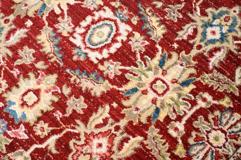 Okrúhly vintage koberec červeno béžovej farby