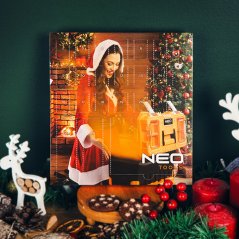 NEO TOOLS adventný kalendár pre domácich majstrov – sada bitov, hlavíc a obojstrannej račne