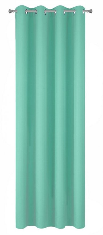 Egyszínű, sötét menta színű függöny, akasztókarikákkal 140 x 250 cm