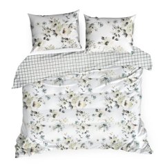 Cearșafuri reversibile din bumbac sateen - alb cu imprimeu floral