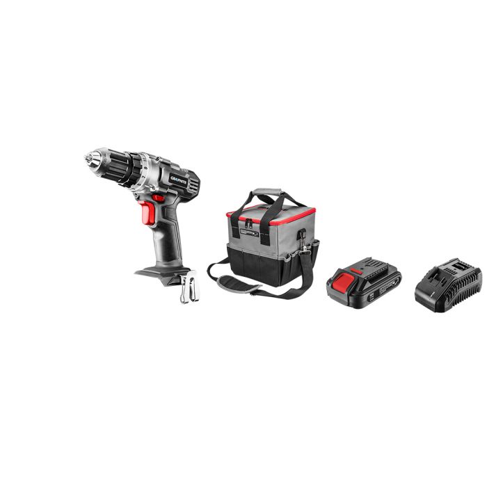 Set de unelte fără fir: burghiu/perforator, lanternă, geantă, baterie Energy+ 18V, Li-Ion 2.0Ah, 58G016 GRAPHITE încărcător