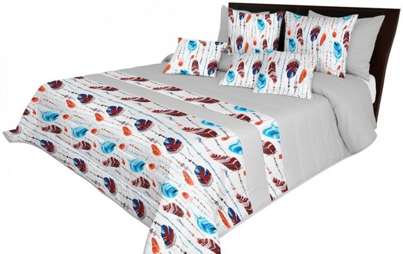 Cuvertură de pat gri deschis cu matlasare fină
