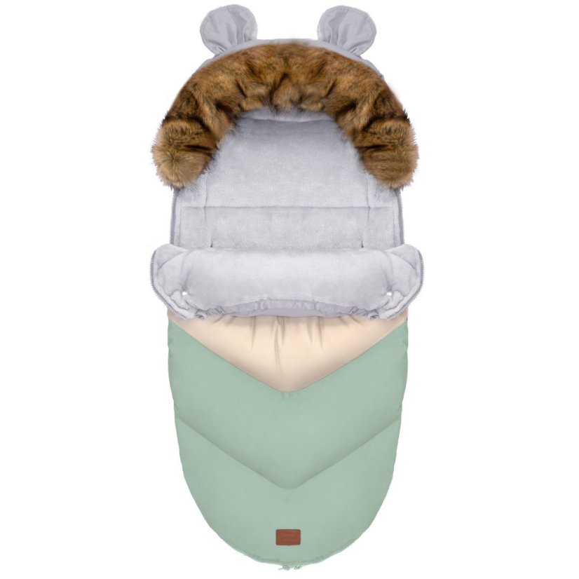 Teddy baba bővíthető bundazsák zöld-szürke