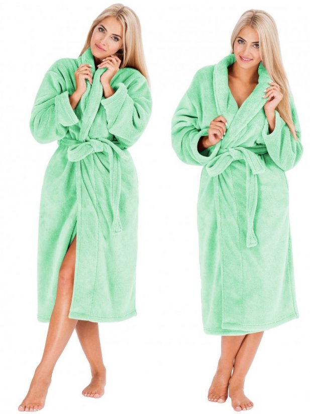 Udoben ženski toaletni plašč brez kapuce v barvi mete