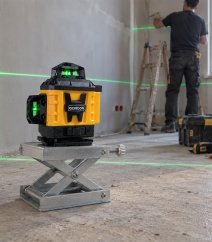 16řádkový 4D 360° samonivelační křížový laser se stativem a 2 bateriemi, zelený