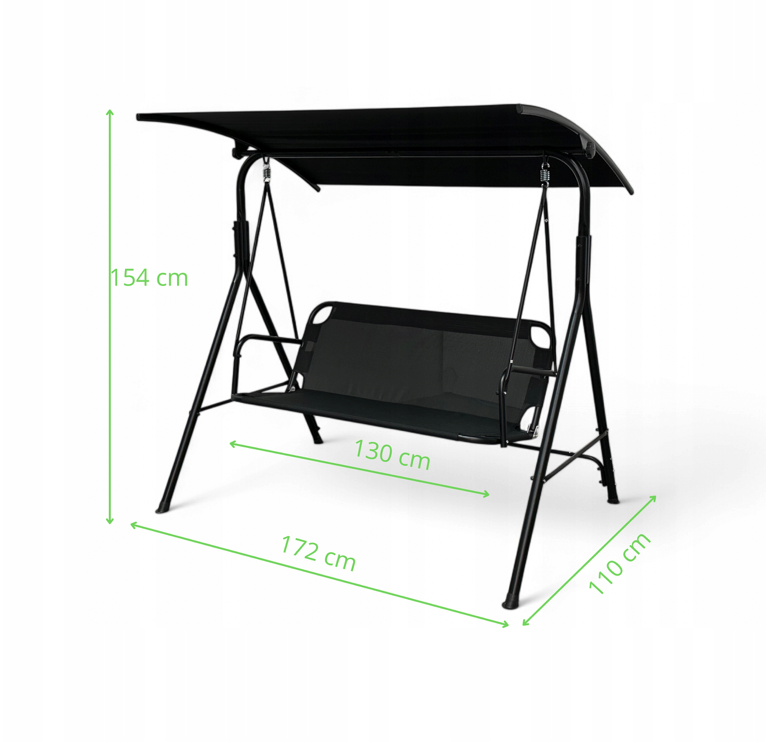 Záhradná hojdačka pre 3 osoby 4006D – tmavosivá