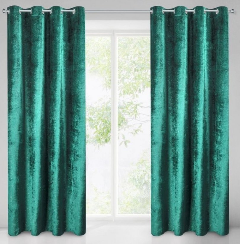 Elegantní třpytivý závěs na okno zelené barvy 140 x 250 cm - Rozměr: Délka: 250 cm