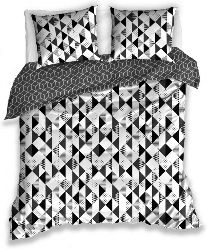 Čierno biele vzorované posteľné obliečky z bavlny