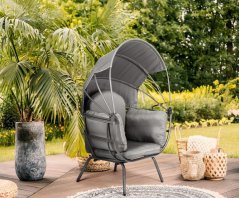 Свободностоящ градински фотьойл с удобни възглавници, COCON