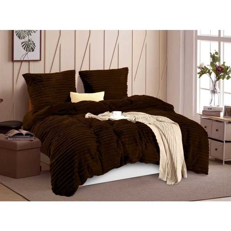 Plyšové posteľné obliečky - hnedé