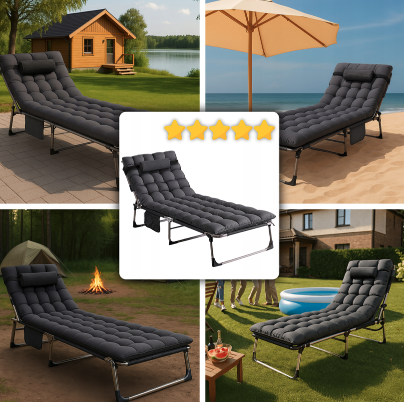 Vrtna ležaljka s madracem i podesivim naslonom VENUS