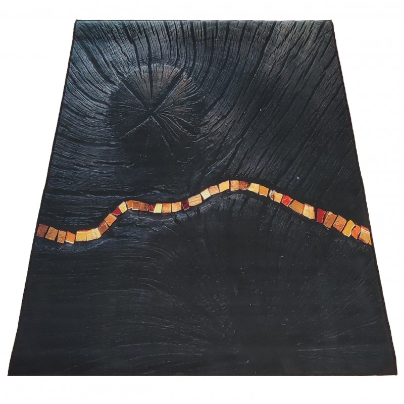Egyszerű fekete szőnyeg érdekes részletekkel - Szőnyeg méretek: Szélesség: 60 cm | Hosszúság: 100 cm