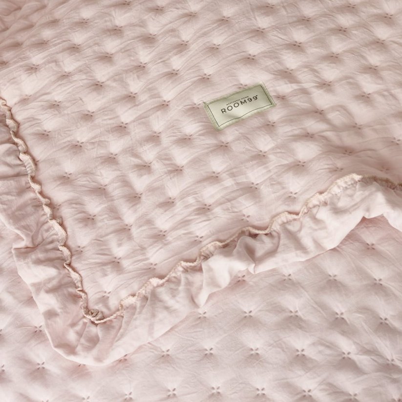 Cuvertură de pat roz deschis Molly cu volane 240 x 260 cm