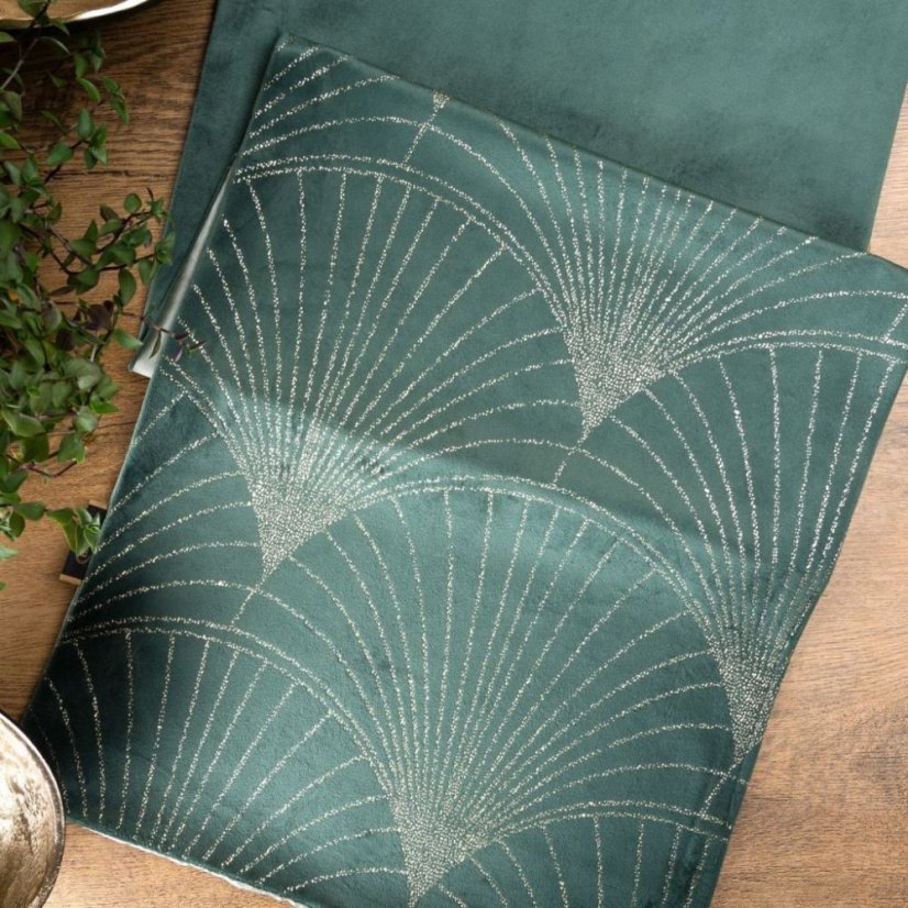 Mitteltischdecke aus Samt mit glänzendem mintfarbenem Druck