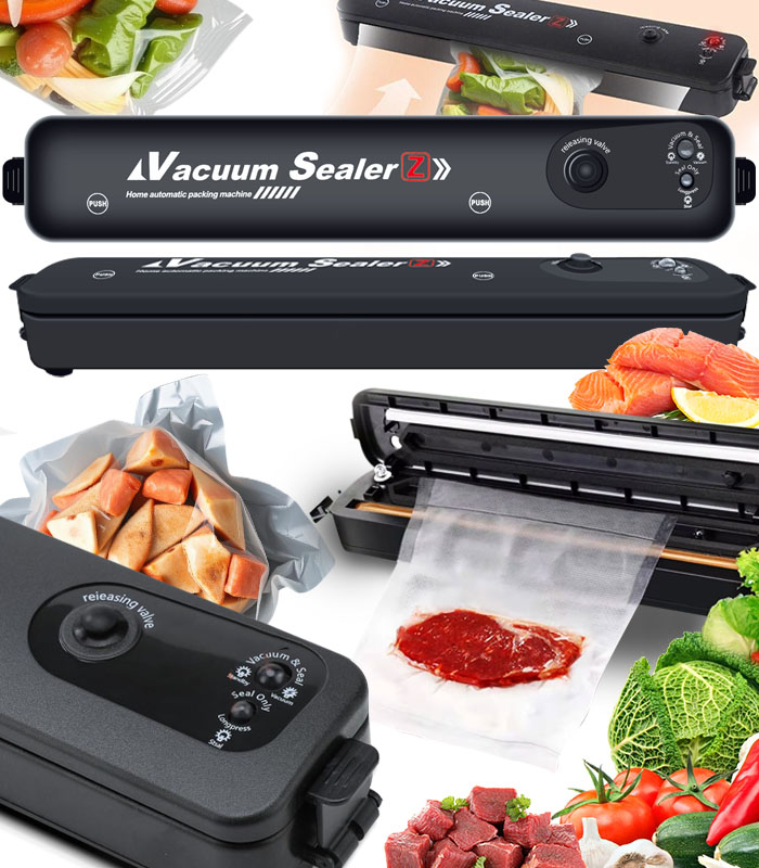 Vákuumfóliázó gép 90 W – élelmiszer-csomagoló + 10 vákuumzsák