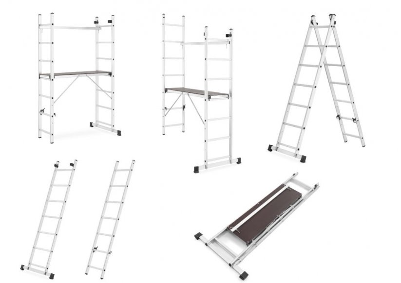 Aluminijasta delovna ploščad, lestev in mini oder 2x7