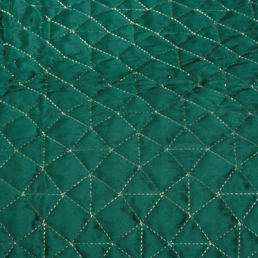 Luksuzni zeleni pokrivač prošiven debelim zlatnim koncem 220 x 240 cm