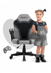 Scaun gaming pentru copii, ergonomic, în negru şi gri