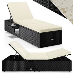 Gartenliege aus Polyrattan mit Beistelltisch 200 × 58 × 33 cm
