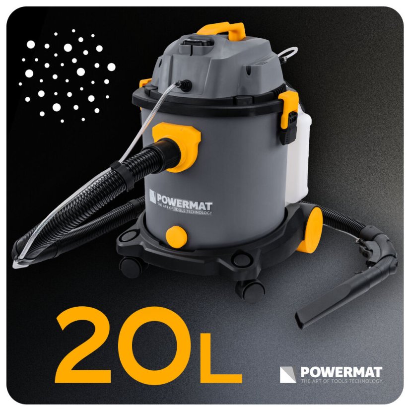 Průmyslový čistič koberců s výkonem 2000 W pro mokré i suché vysávání, objem 20 l