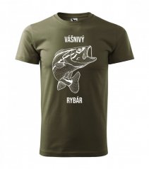 Pánske zelené tričko pre vášnivých rybárov