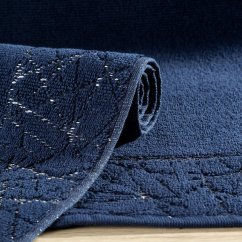 Pamučna prostirka za kupaonicu s uzorkom bordo i srebrne boje - plava