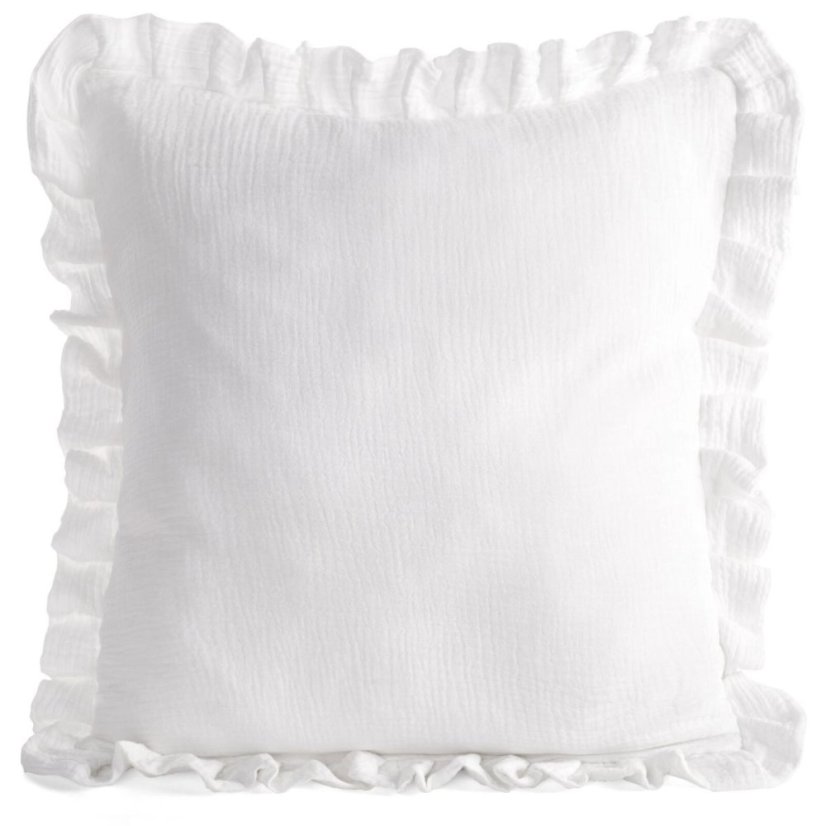 Față de pernă din muselină cu volan 45 x 45 cm - Culoare: roz antic