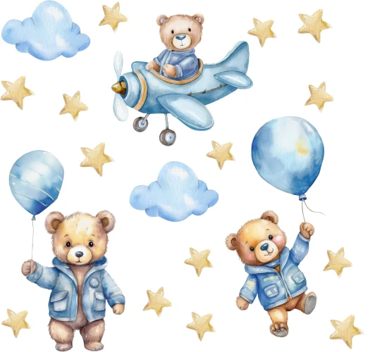 Kouzelné světelné samolepky pro děti - modří medvídci