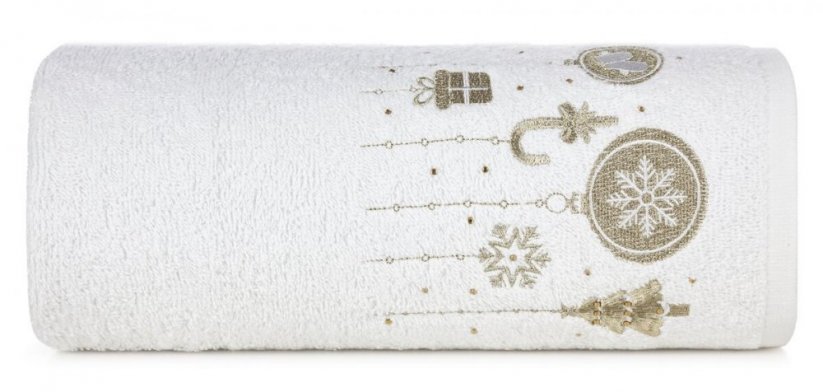 Bavlněný vánoční ručník bílý s vánočními ozdobami