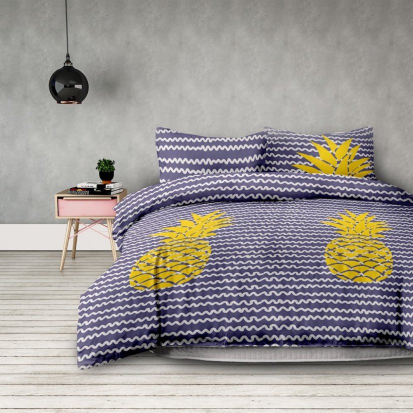 Lenjerie de pat din microfibră cu ananas Lenjerie de pat din microfibră cu ananas