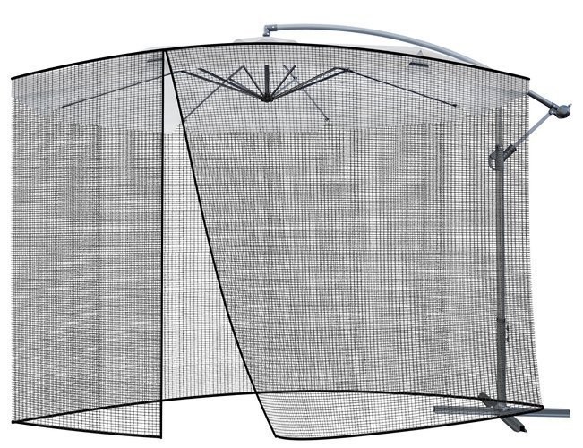 Moskitonetz für Garten Sonnenschirm 3,5m - schwarz
