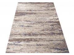 Дизайнерски килим с кафяво-бежово и синьо