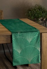 Față de masă centrală din catifea cu imprimeu verde lucios