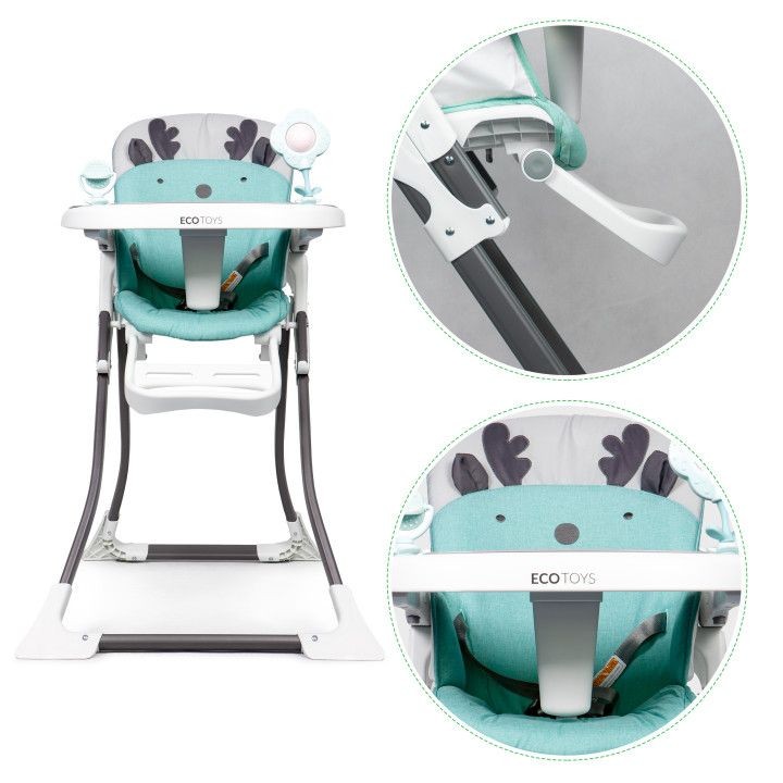 Jedálenska stolička pre deti v azúrovej farbe