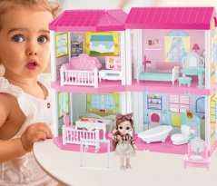 Сгъваема къща за кукли Villa + LED мебели за кукли