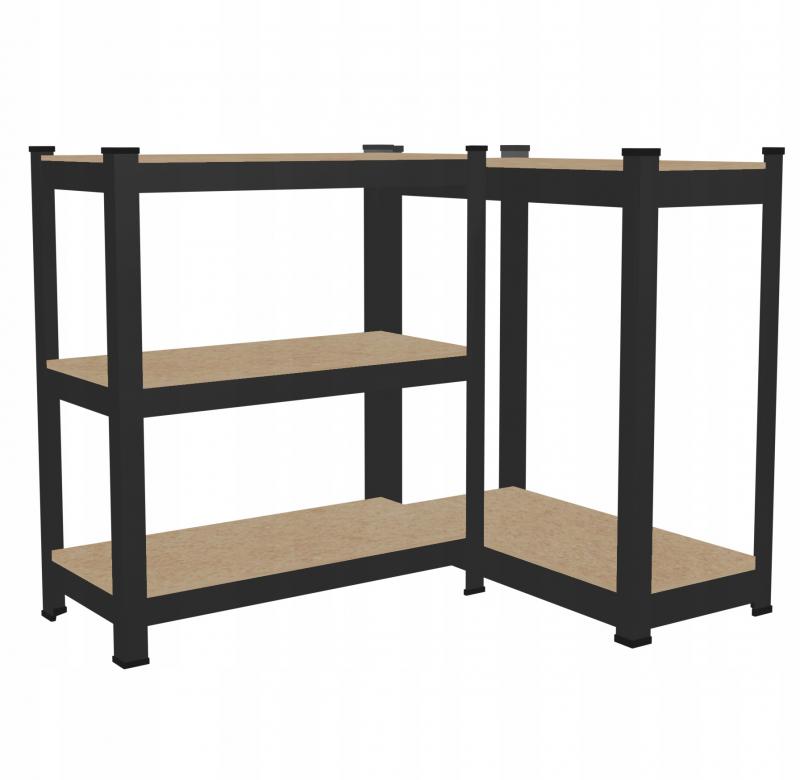 Črna polica s petimi policami 90 x 180 x 40 cm