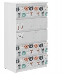Hochwertige Kinderkommode mit Waldtieren 121x40x70 cm