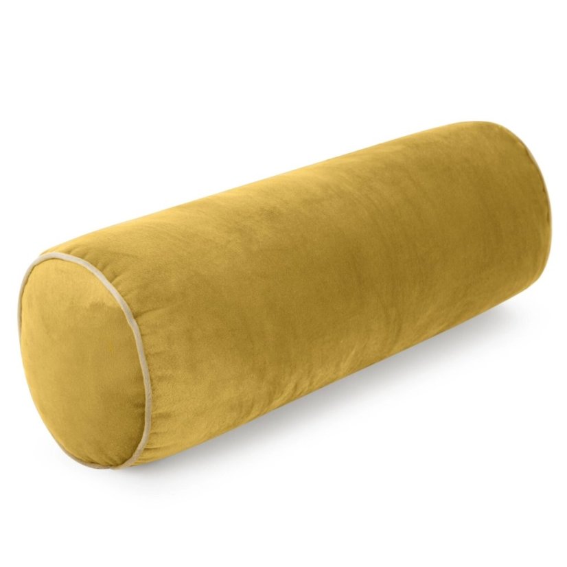 Dekoračný zamatový vankúš v tvare valčeka