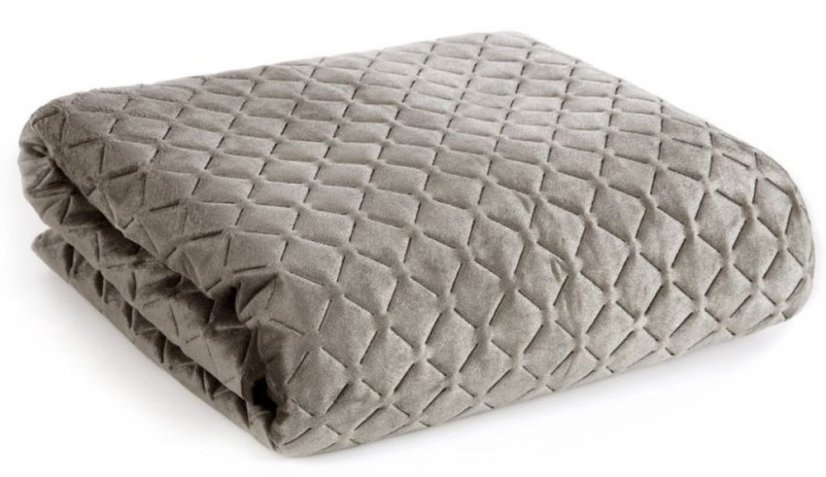 Cuvertură de pat elegantă din catifea pe un pat bej - Mărimea: Lăţime: 220 cm | Lungime: 240 cm