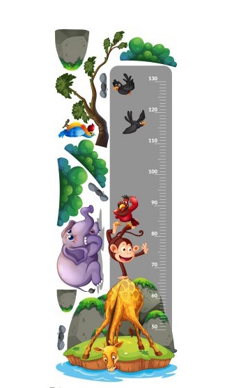 Krásna farebná nálepka na stenu pravítko zo zoo 40 x 120 cm 