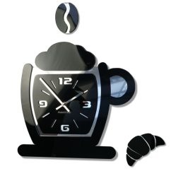 Moderne becherförmige Küchenwanduhr in Schwarz